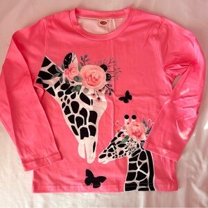Pink Giraffe Print Kids Shirt